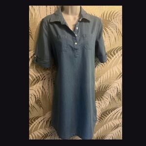 LIKE NEW Casual Blue Denim Shirt Dress Karen Scott Women's Size XL